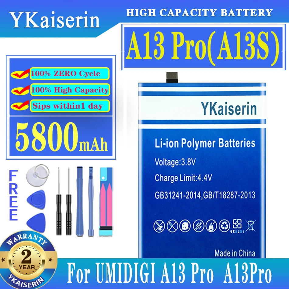 

YKaiserin for UMIDIGI A13 Pro A13Pro Battery A13 Pro (A13S) 5800mAh High Quality Batterij + Track NO Free Tools