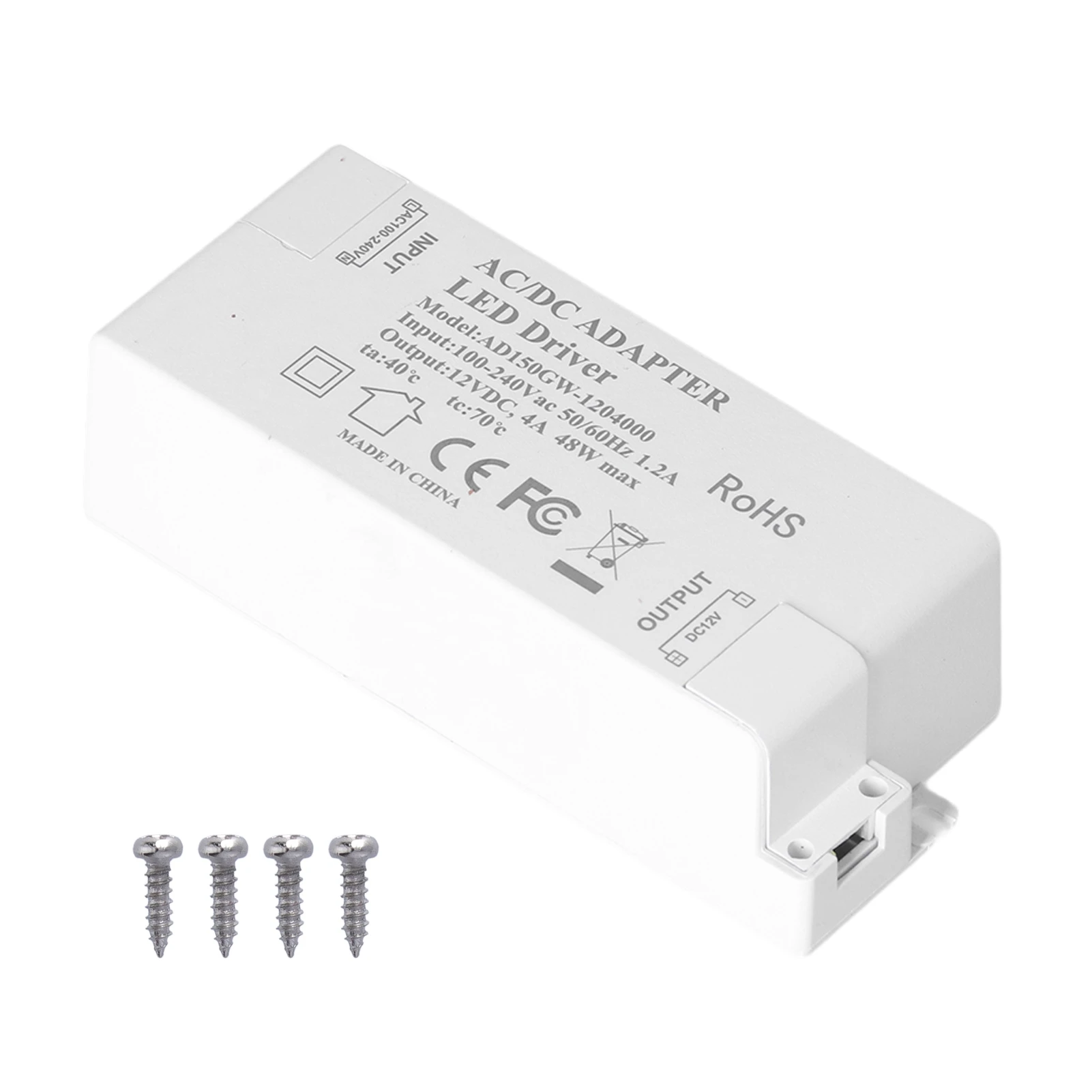 

LED Driver DC12V 4A 48W LED Transformer Lamp Power Supply Transformer for Home AC100‑240V