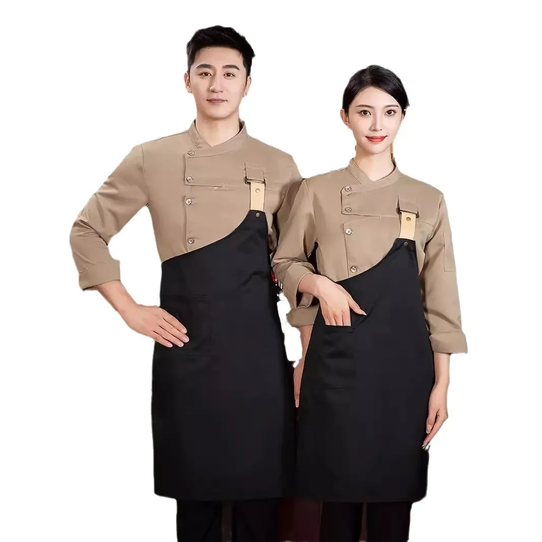 Длинная Униформа Шеф-повара Спецодежда Фартук Для Кухни Ресторана Кейтеринга