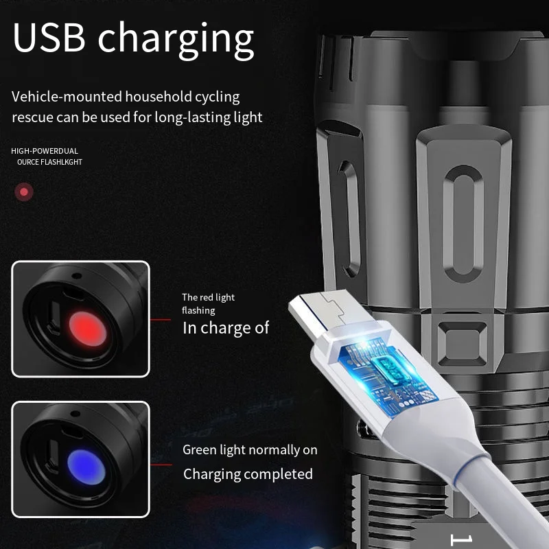 Мощный яркий светодиодный мини-фонарик с зарядкой от Usb фонарь функцией внешнего