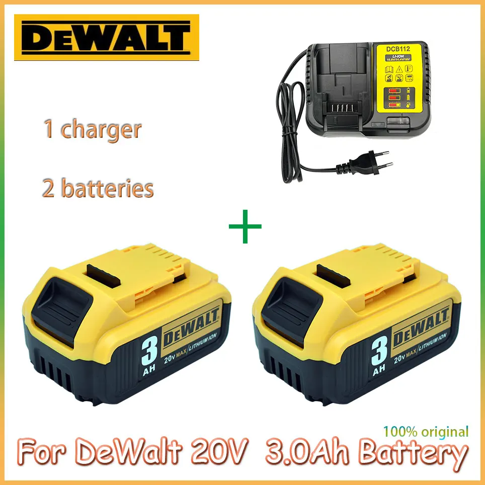 Dewalt DCB200 3000mAh 20V MAX Replacement Battery for Dewalt 20V/18V Batteries DCB184 DCB182 DCB180 DCB182 DCB201 DCB204+charger