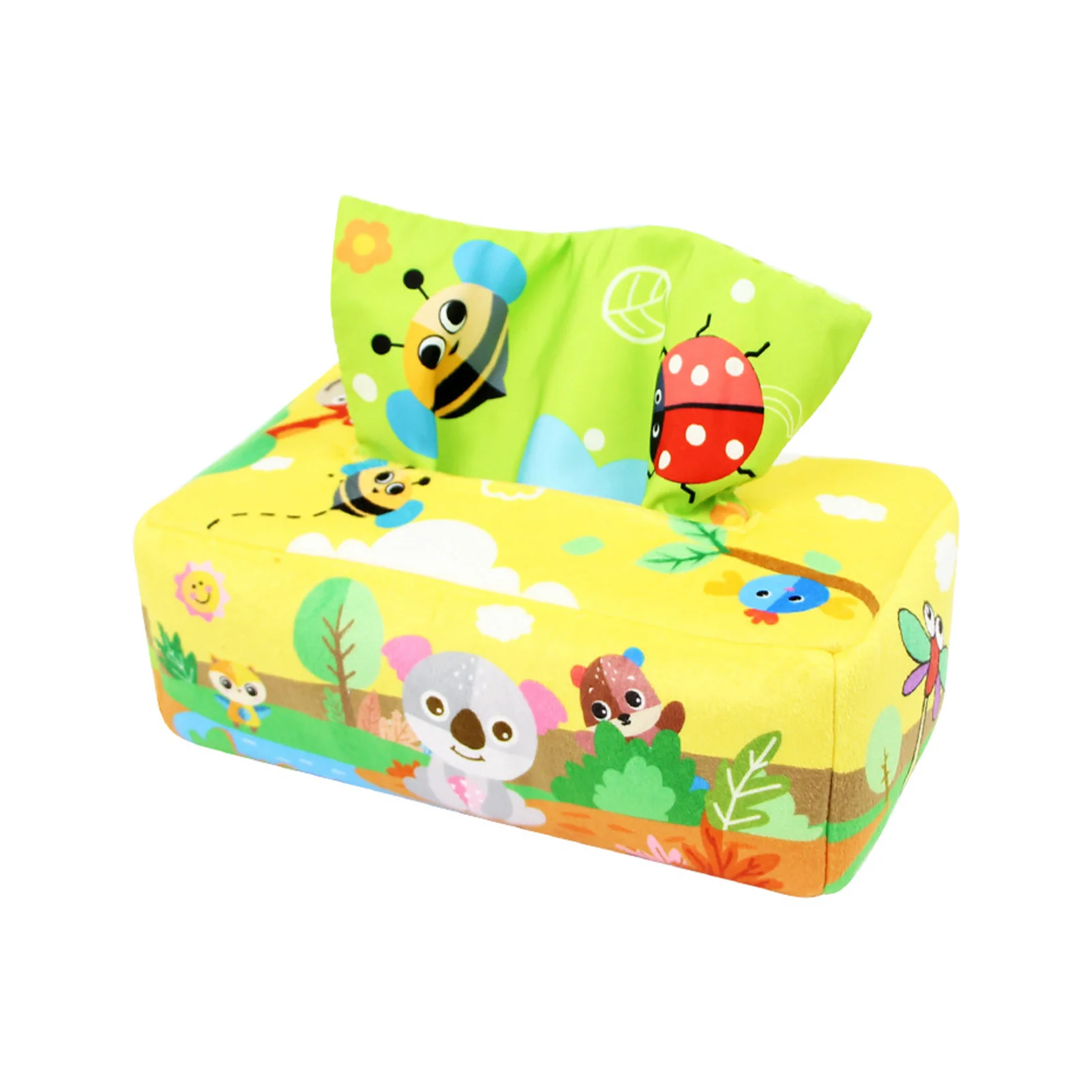 

Toddlers Sensory Tissue Box Pull Along Magic Tissue Box Animal STEM Montessori Toy Pull Along High Contrast Crinkle Squares