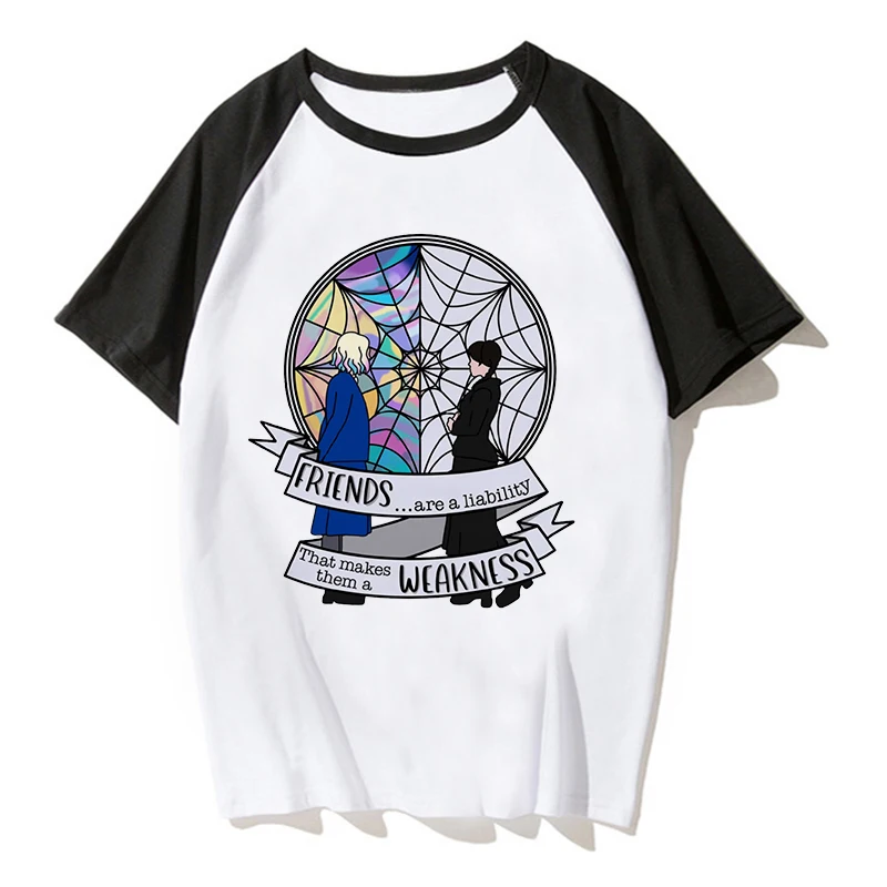 Забавная женская футболка Y2k в стиле панк с изображением среду Аддамс милая