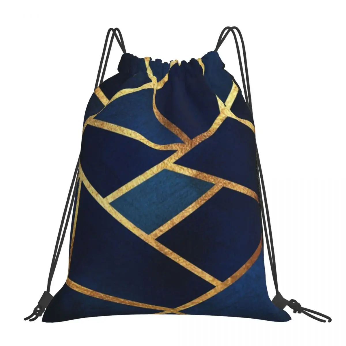 

Navy Gold Stone Geometric Backpacks Fashion Portable Drawstring Bags Drawstring Bundle Pocket Storage Bag Book Bags For Man