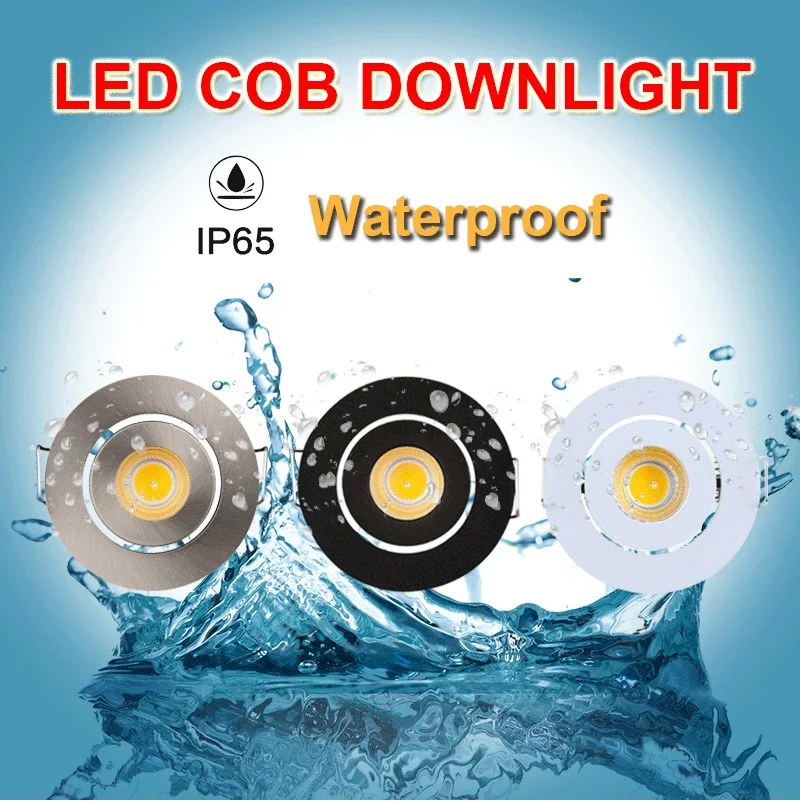 

3W LED Waterproof Dimmable COB Downlight Outdoor AC90-260V/DC12V LED Ceiling Spot Light LED Ceiling Lights IP65 MINI Recessed