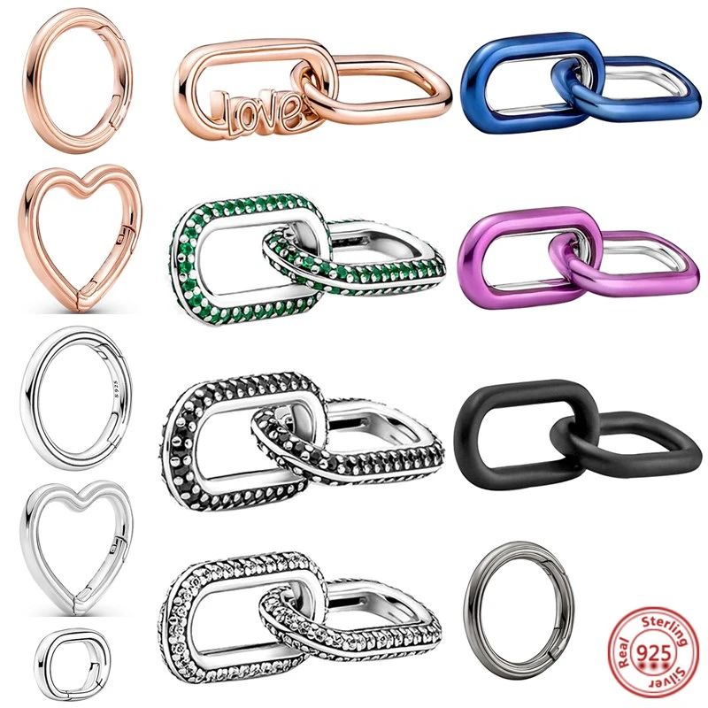 2022 Me Ring 925 Sterling Silver Bead Round Connector Charm Double Bangle Fit Original Pandora Me Link Chain Bracciale Jewelry