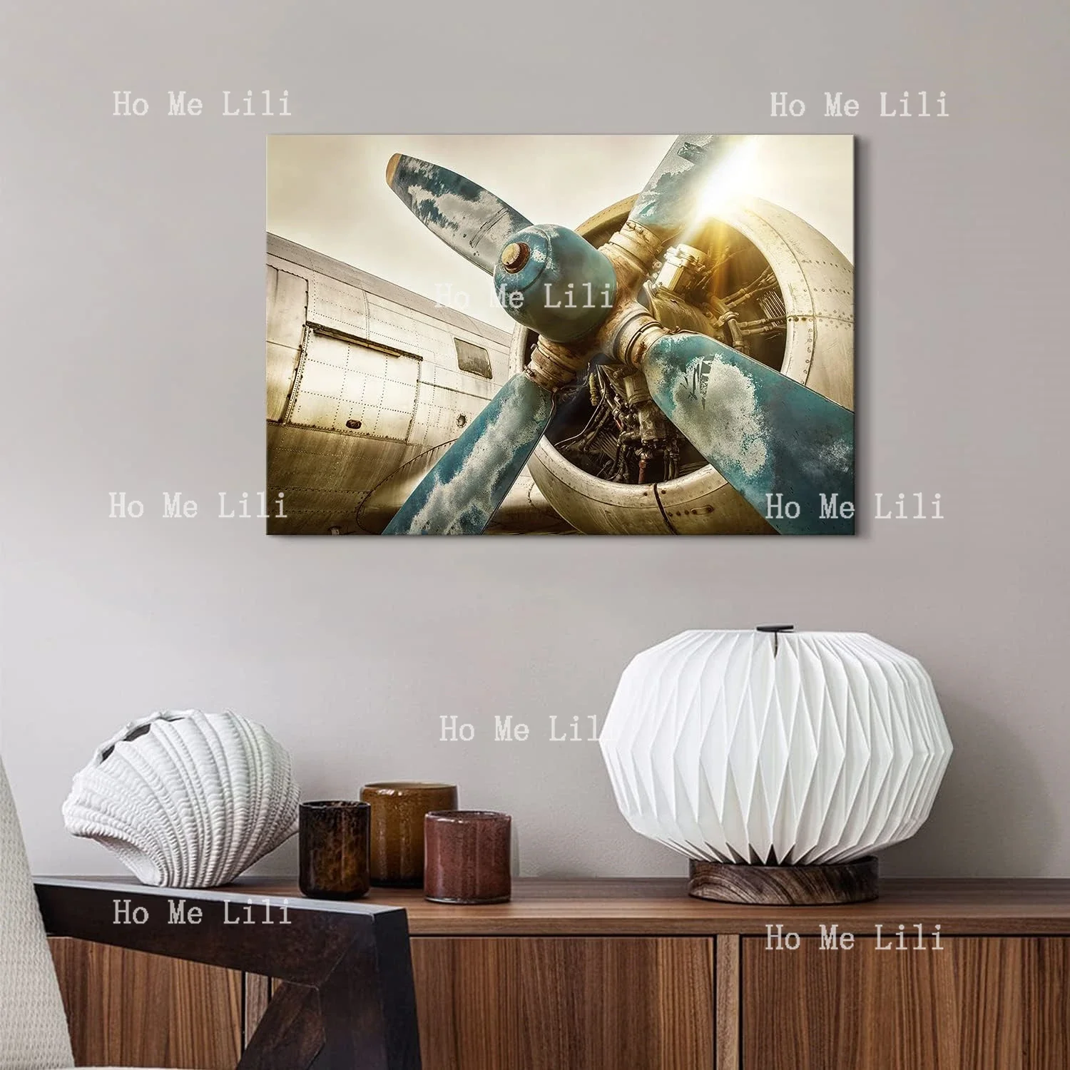 Винтажный самолет настенное искусство авиационный пропеллер печать на холсте