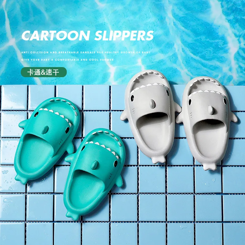 

Kids Shark Slippers Bathroom Platform Sandals Outdoor Flip Flops Summer Supersoft Cloud Slipper Children Baby Eva Slides Shoes G