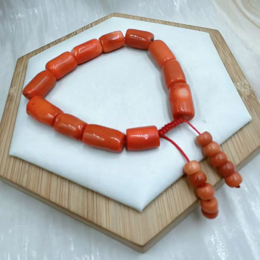 7-9 дюймов 10-12 мм Тибет Aka натуральная колонна оранжевый морской бамбук коралл