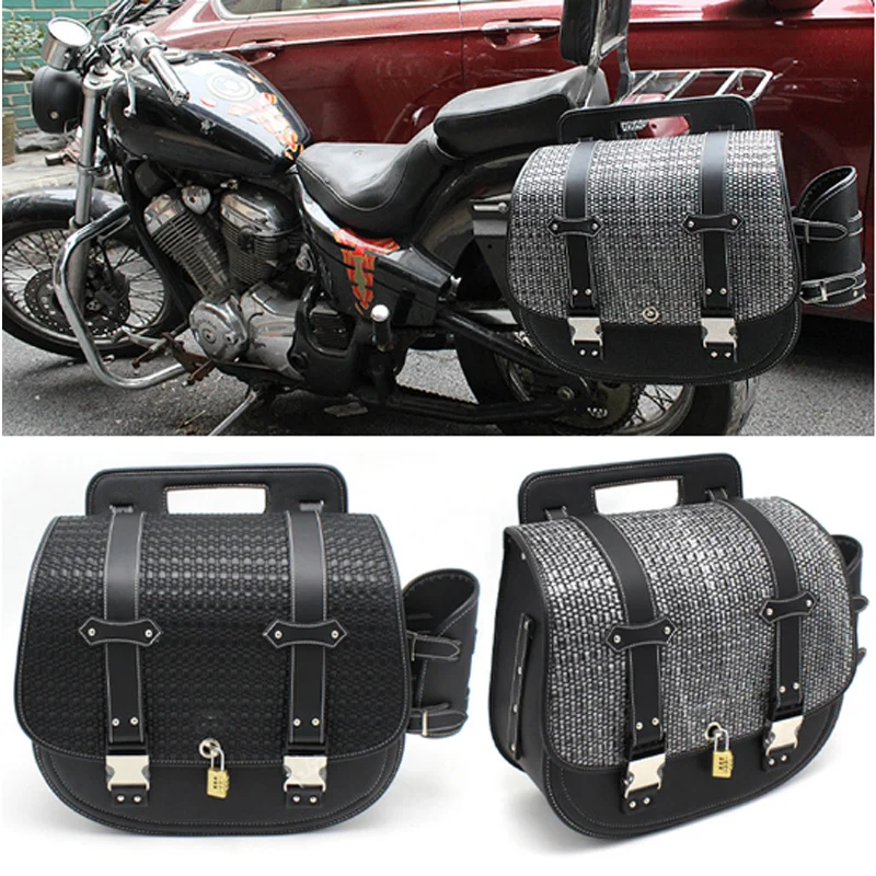 

Боковая Сумка для мотоцикла 2023, водонепроницаемая сумка большой вместимости из полиуретана, крейсерская подвесная сумка для багажа, металлический замок с кодовым замком в стиле ретро