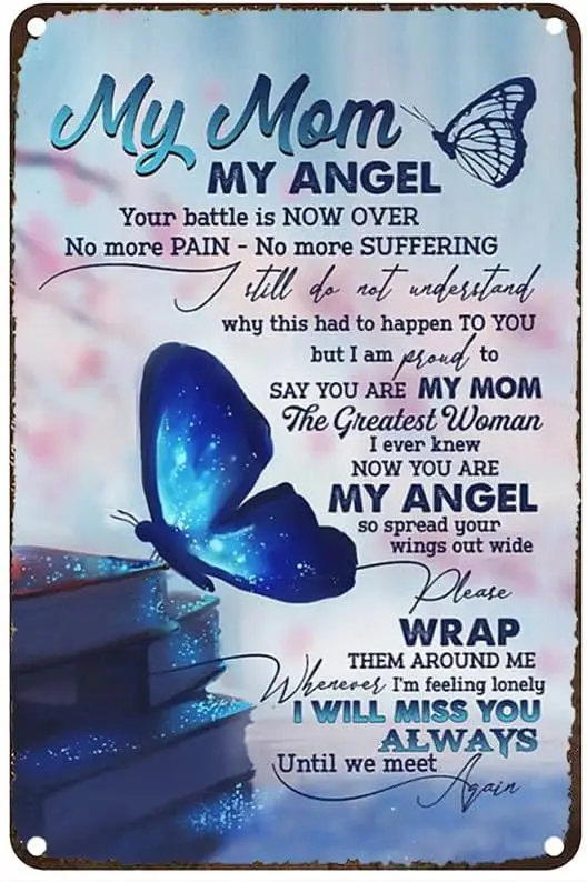 Vntge Metl Tn Sgn Butterfly Gly My Mom Somaliland Wll Mss You lwys Sgns Home Grge Office Coffee Br Decor 812 nch