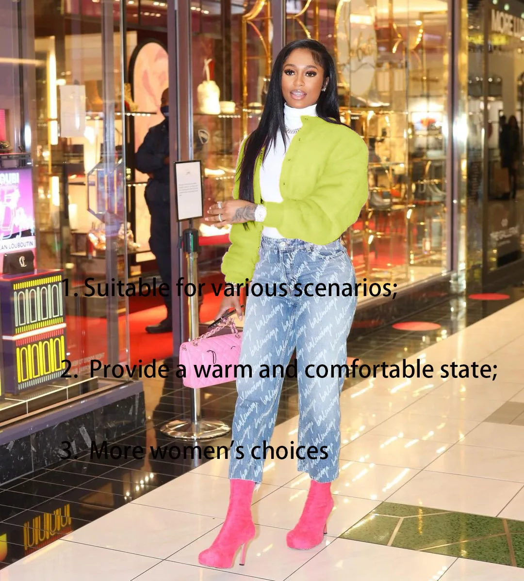 DEARIRIS Women Faux Fur Bomber Jacket Coat Long Sleeve Round Collar Faux Shearling Shaggy Oversized Shacket Jacket