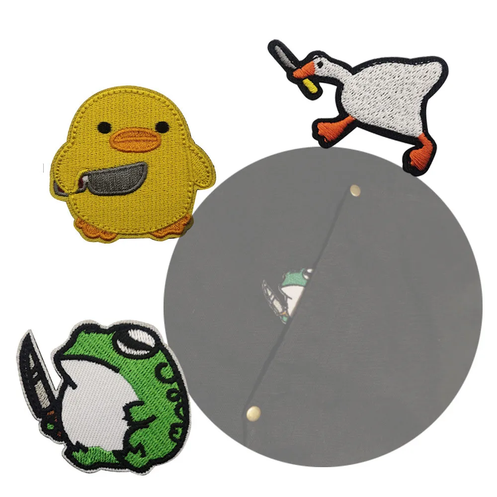 

Embroidered Patches for Clothing DIY Cartoon Goose Hook and Loop Badges Patches Animal Patch Decorative Appliques Cloth Stickers