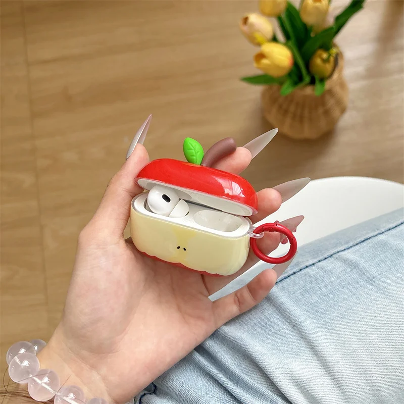 Фото Корейский чехол для наушников Ins Cute apple для Apple Airpods Pro 2 3 4, чехол с подвесками, силиконовые чехлы для зарядки наушников для Airpod 4 №4