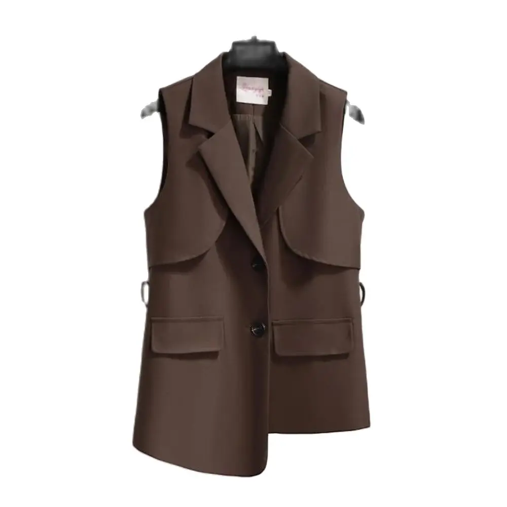 

2022 New Waistcoat Suit Women Slim Clothes Gilet High Quality Irregular Long Suit Spring Black Ol Suit Outerwear Autumn 4xl