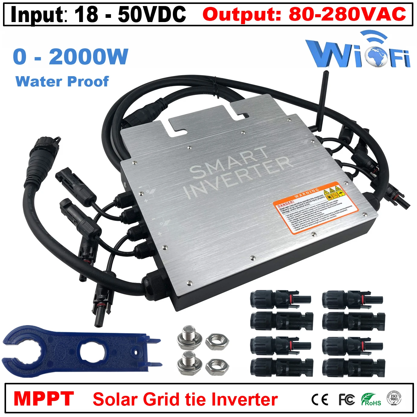 

Dual MPPT 1400W Solar Micro Inverter 30V 36V On Grid Tie Inversor Pure Sine Wave Converter Auto 110V 220V AC For 300W 350W PV