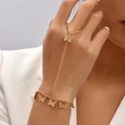 Новый дизайн, соединенные кольца для пальцев, браслет с ремешком для рук для женщин, Очаровательная Золотая цепочка, ювелирные изделия для рук