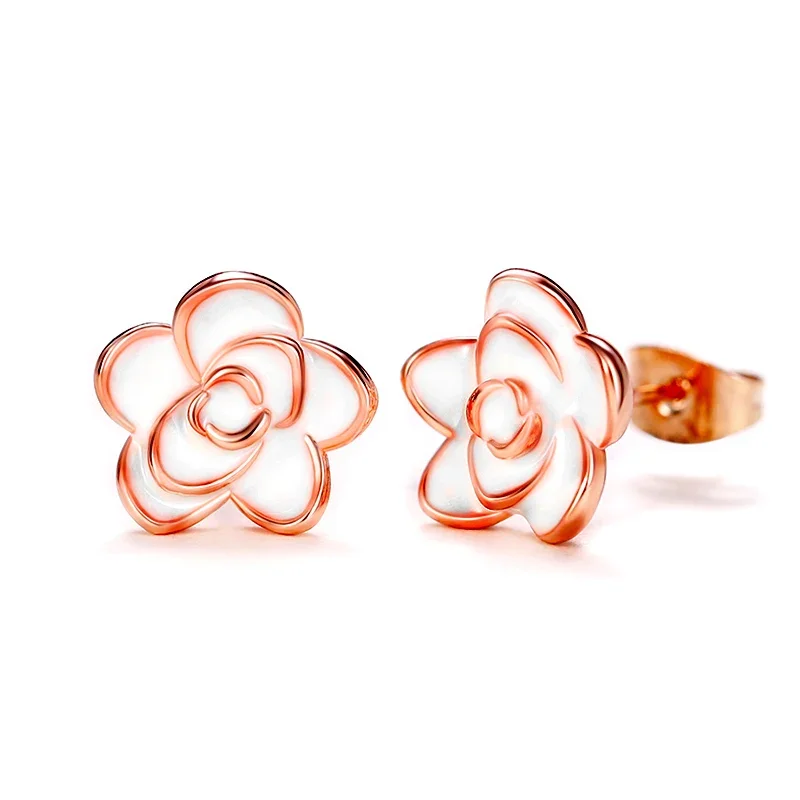 2024 классические серьги-гвоздики в виде цветка камелии изящные женские