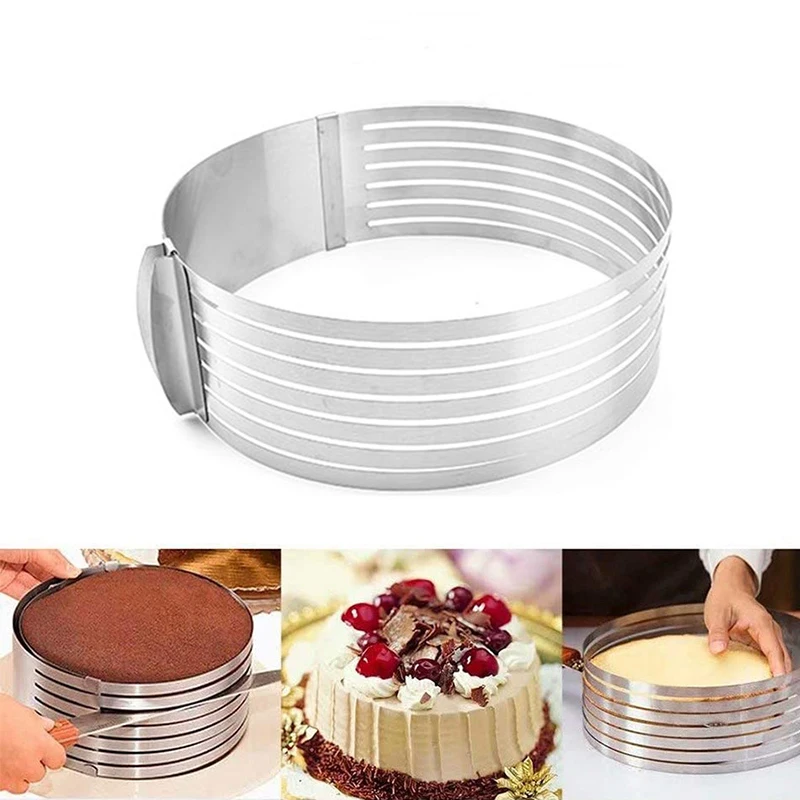 1Pc Adjustable Layered Cake Cutter Slicer Round Mousse Ring Bread Cakes Slicers Mold Pie DIY Decorating Tools Stainless Steel