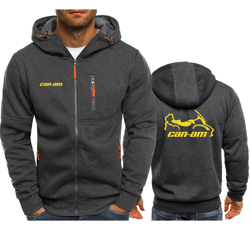 

NEW Men's Hoodies Tracksuit Autumn Winter Drawstring Pocket Bomber Hooded Sweatshirt Long Sleeve Zip Coat for CAN-AM