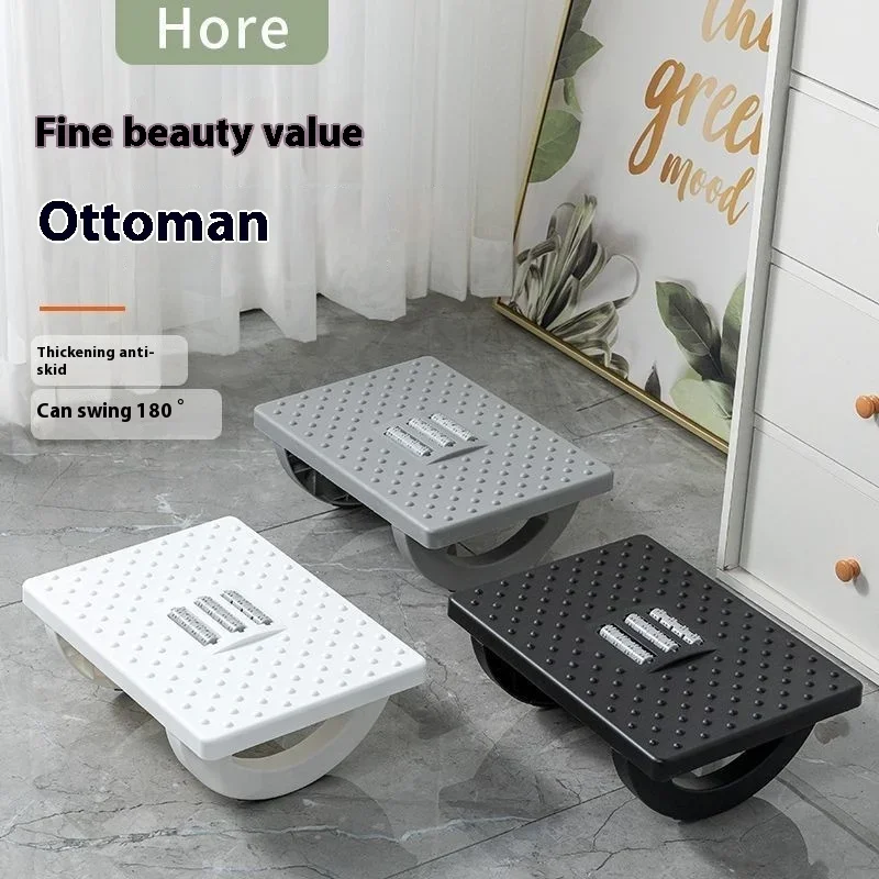 Reposapiés portátil debajo del escritorio taburete ergonómico con rodillos masaje reposapiés para el hogar oficina trabajo