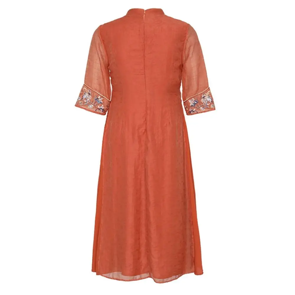 Модное новое китайское платье Cheongsam с цветочной вышивкой свободное в этническом