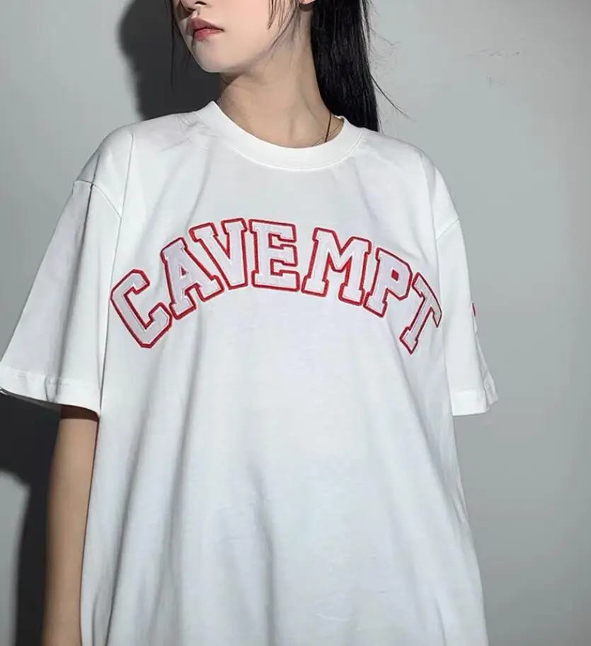 

Футболка с нашивкой и вышивкой Cavempt для мужчин и женщин, высокое качество 1:1, Винтажная Футболка CAV EMPT C.E, футболки большого размера, топы