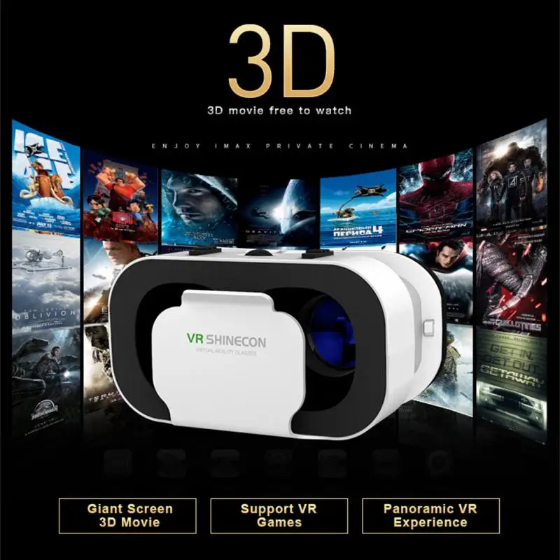 

VR SHINECON VR Glasses Universal Virtual Reality Glasses for Mobile Games 360 HD Movies Compatible with 4.7-6.53'' Smartphone