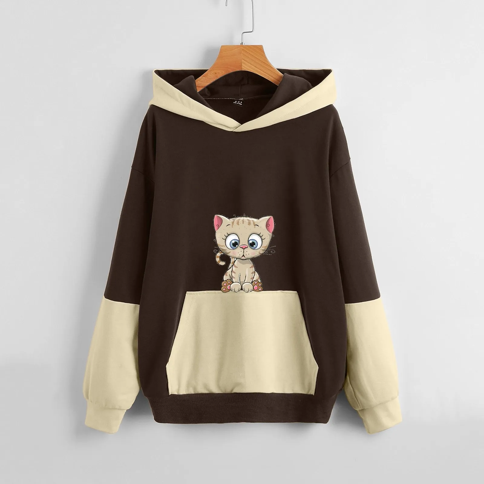 

Peach Hoodie Women Women New Products KittyHoodie Sweatshirt Casual Tunic Top Long Sleeve Hoodie With Pockets Woman's Hoodie