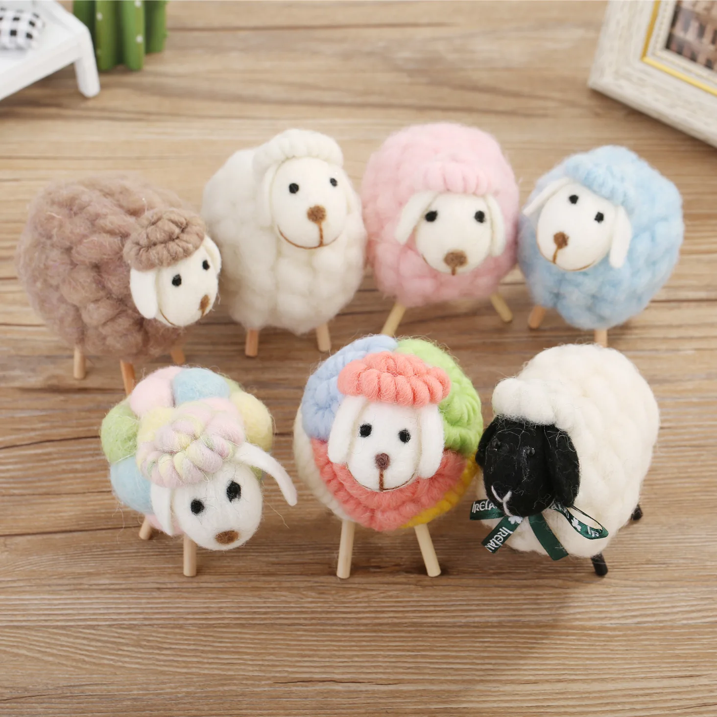 Christmas Decoration Wool Felt Small Sheep Ornaments Tree Ornaments Creative Ins Nordic Style Bedroom Desktop Furnishings