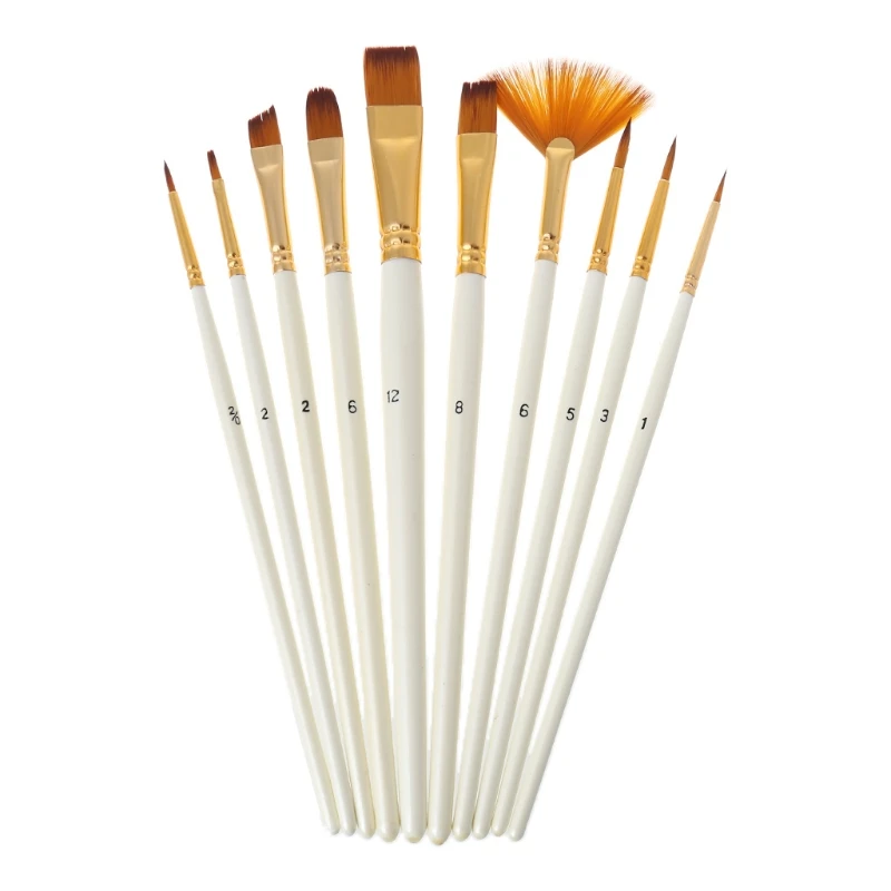 

G5AA Watercolor Paint Brush 10pcs/set Professional Beginner Starter Creation Gadget for Primary School Senior Shcool Student