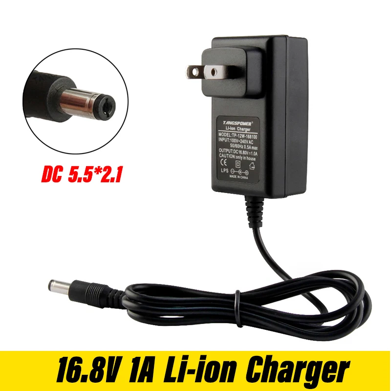 

16.8V 1A lithium li-ion battery for screwdriver 14.4V 4 series 18650 lithium battery wall charger DC 5.5mm * 2.1