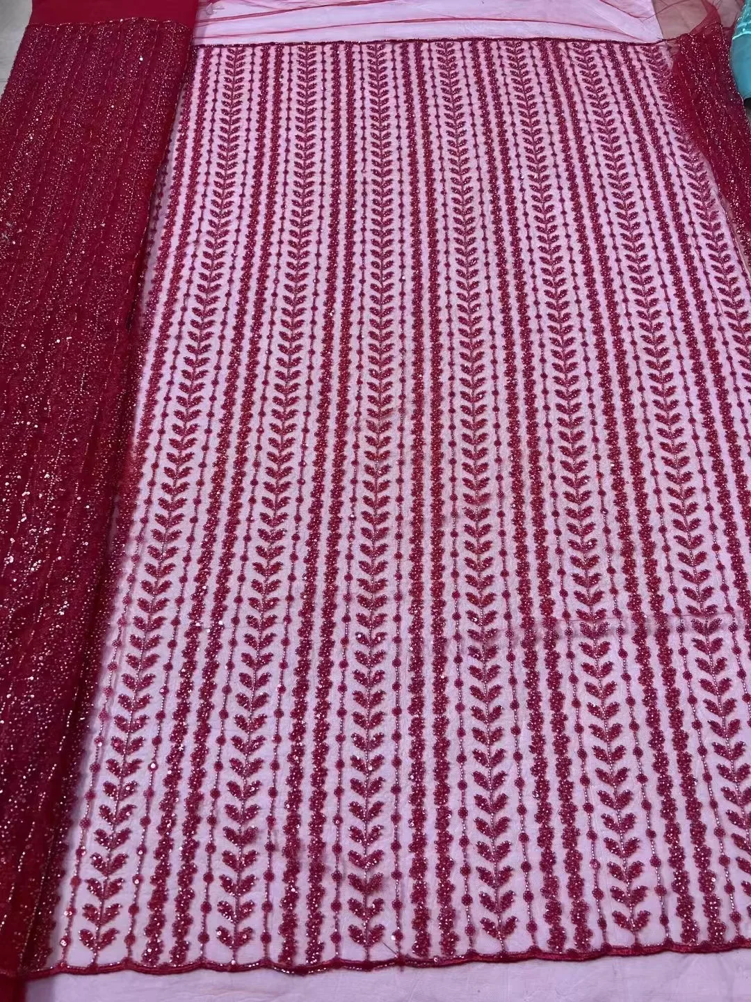 

Luxury African 3D Flower Beaded Lace Fabric 2023 New Bridal Lace Fabric French Net Sequin Embroidery Tulle Lace For Party Dress