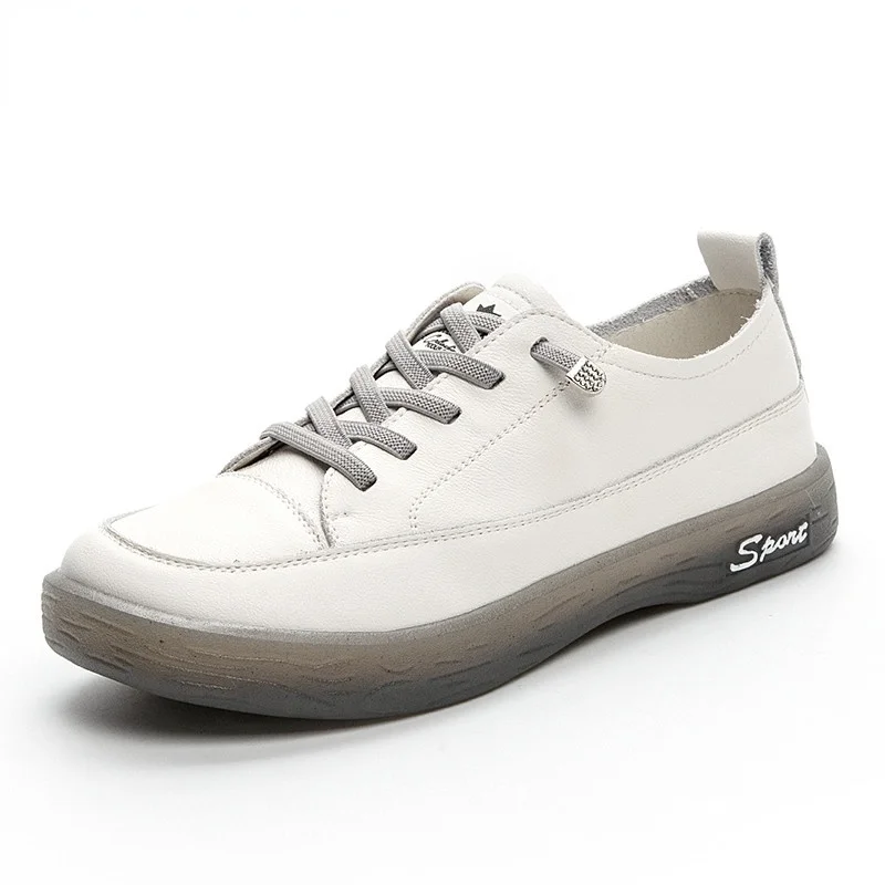 

Женские мокасины из натуральной кожи, на шнуровке, Белые Повседневные туфли на мягкой подошве, большие размеры, весна 2022