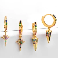 fashion trend no fade gold creative jewelry earrings multicolor micro inlaid zircon star awl women earrings