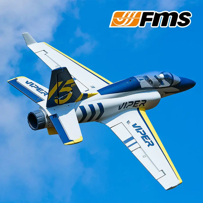 Фото Радиоуправляемая модель самолета FMS 70mm Viper V2 EDF Jet, 15-летний юбилей, новая окраска, из пенопласта, сборная, с фиксированным крылом, для начинающих №1
