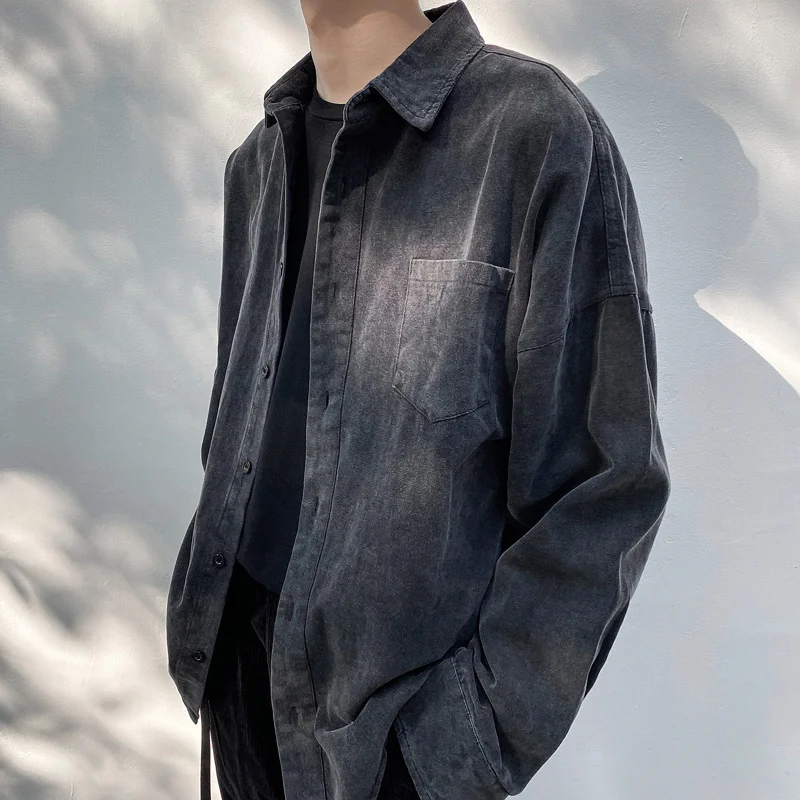 New Jeans Shirt Spring Men Denim Shirts Korean Jacket Slim Long-sleeved Trendy Male All-match Everyday Casual Coat Clothing