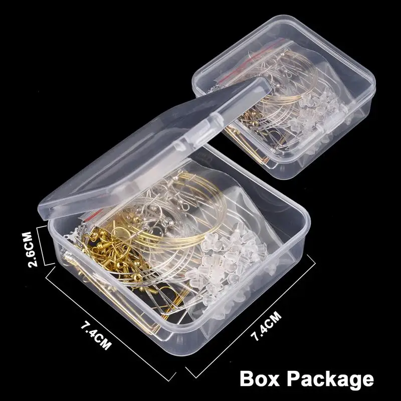 30~880pcs Ear Plug Box Clear Silicone Rubber Alloy Earring Clasp Earrings Accessories Kit DIY Jewelry Making Ears Hook Findings images - 6