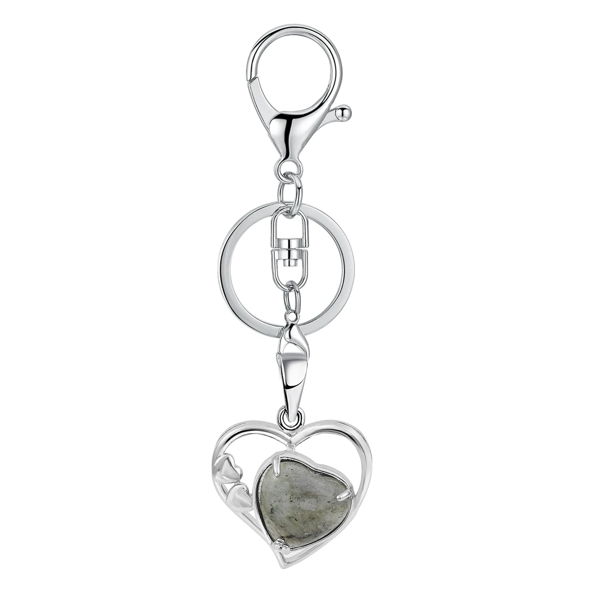 

GreenJoan Labradorite Heart Keychain Women Forever Gemstone Pendant KeyRing Chain Jewelry Valentine's Day Christmas Anniversary