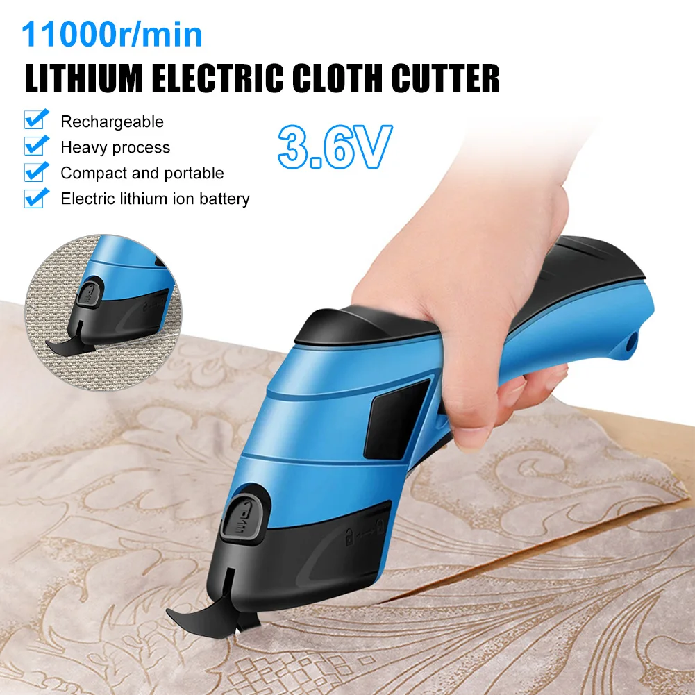 Rechargeable Electric Scissors Wireless Battery Cutter Cloth Carpet PVC Leather Cutting Tools Cordless Sewing Shear Doubl Blade