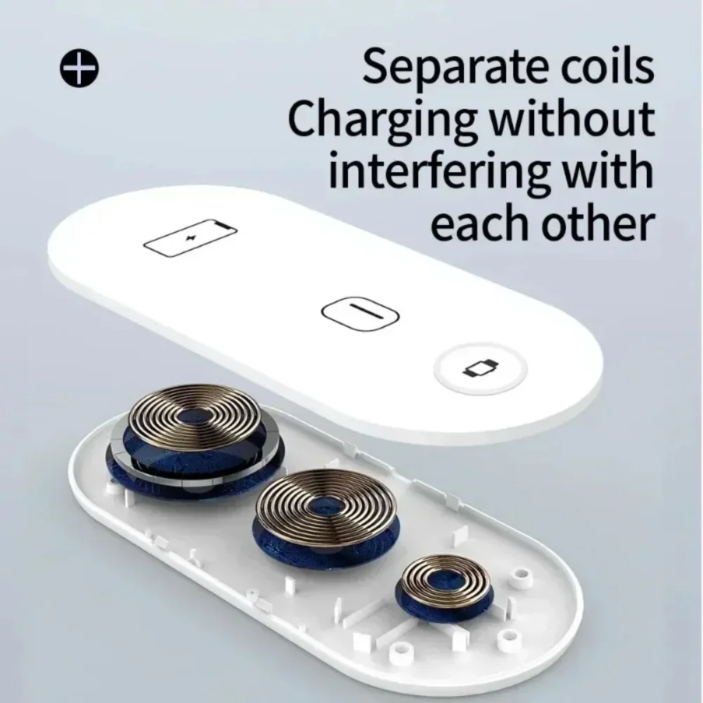 Фото Беспроводная зарядная станция 3-в-1 для iPhone, Apple Watch, AirPods Pro: быстрая зарядка для дома, офиса, путешествий и использования у кровати №1