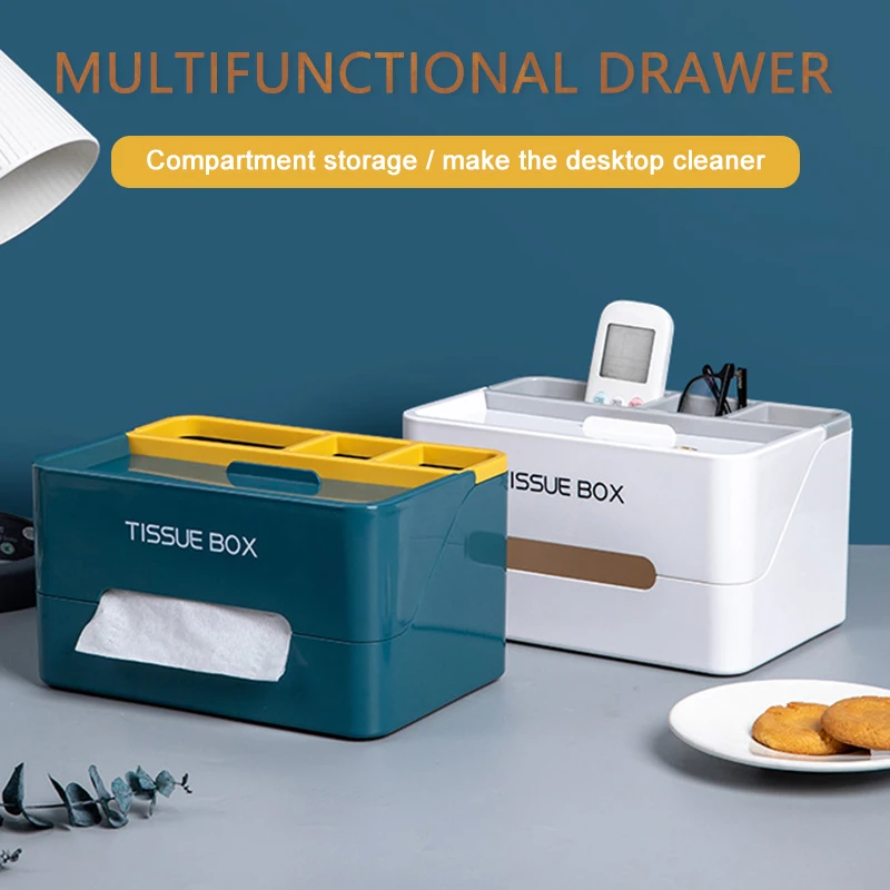 

Tissue Box Cover Tablet Stand Multi-Function Organizer Remote Control Storage for Home Office Multi-Function gass