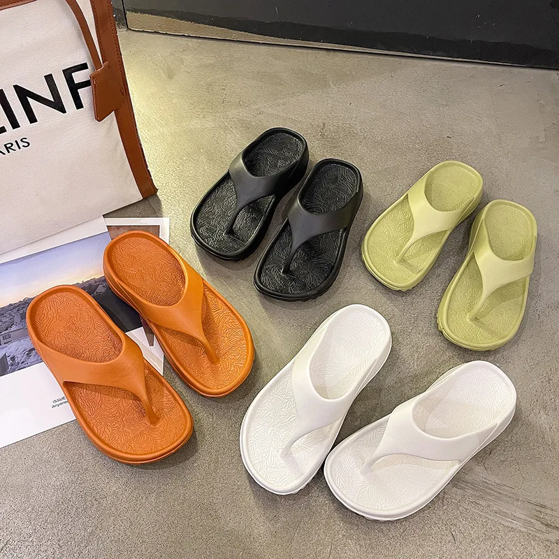 

Herringbone Flip Flops Women's Summer Fashion Wear Thick Soled Simple Korean Version Flip Flops Clip Feet Wear Beach Shoes