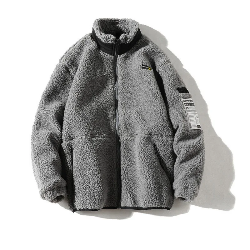 Couple Models Imitation Lamb Velvet Stand-up Collar Warm Jacket Autumn and Winter All-match Coat Mens Korean Fashion Clothes