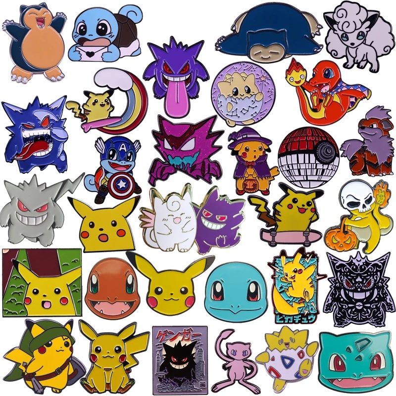 

Anime Pokmon Pokémon Pokemon Pikachu Charmander Gengar Mewtwo Bulbasaur Snorlax Cosplay Metal Badge Pin Alloy Brooch Accessories