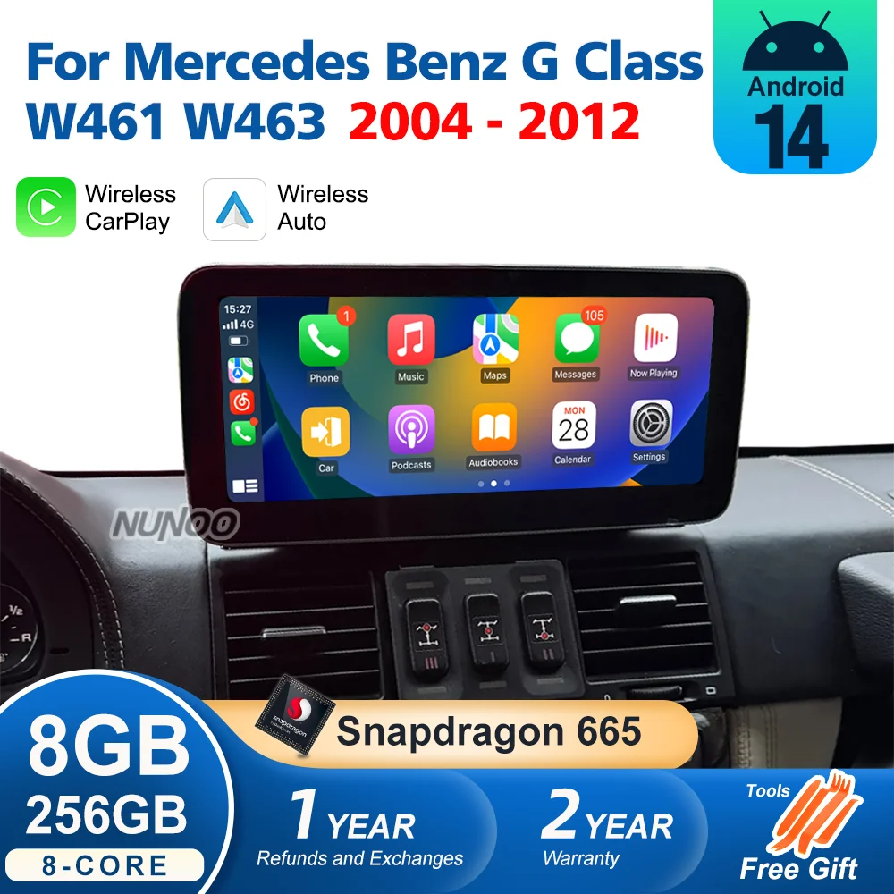 

Экран с поддержкой Android 14 и CarPlay для Mercedes Benz G-Class G500 G55 W461 W463 2004-2012, автомобильная мультимедийная система, видеоплеер, GPS, стерео.