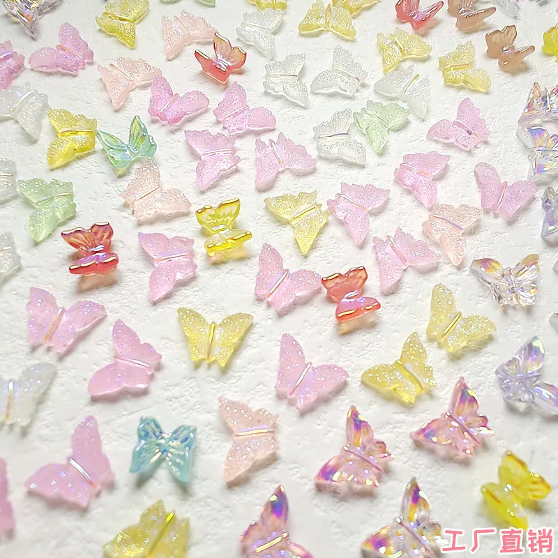 

50 шт./лот сетчатые красные украшения для дизайна ногтей фея Модель милой девочки Аврора лед прозрачная бабочка для нейл-арта Смола стерео св...