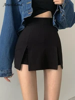 harajuku black mini womens skirt sexy split irregular skorts high waist skirt punk style skirts woman fashion 2022 streetwear