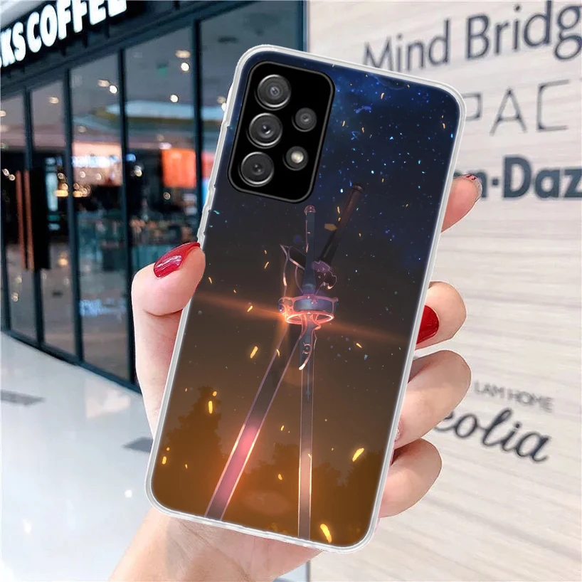 Мягкий чехол для телефона Sword Art Online Kirito Asuna Samsung Galaxy A51 A50S A41 A31 A21S A11 A71 A70 A40 A30S A20E A10 A6