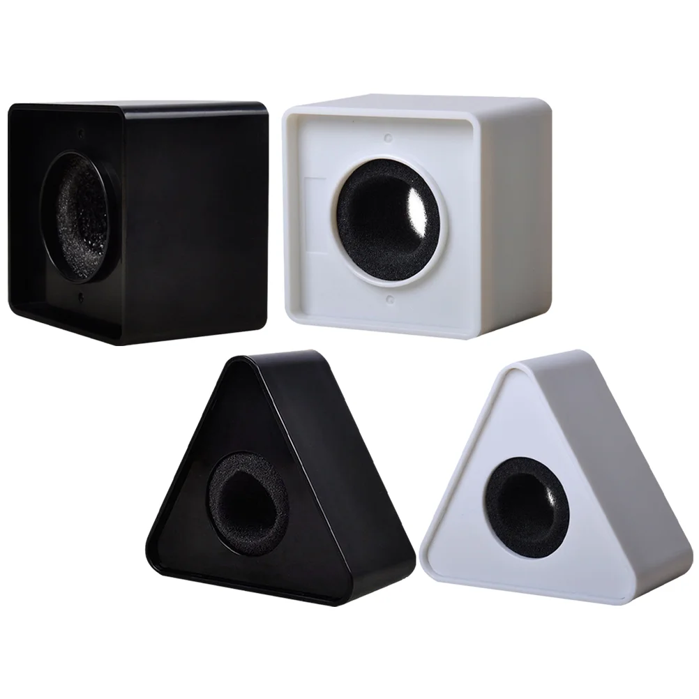 

4 Pcs Microphone Prop Logo Cube Cover Mini Isolation Interview Stand Wireless Flag Station Abs Old Customers